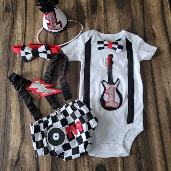 Sweet Child of Mine | One Rocks | Another One Bites the Dust | Rock and Roll First Birthday Cake Smash Outfit for Baby Boy