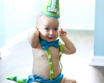 Monster First Birthday Cake Smash Outfit for Baby Boy