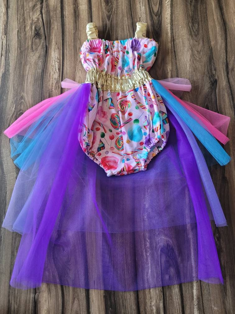 Sweet One Candyland Rainbow First Birthday Cake Smash Outfit
