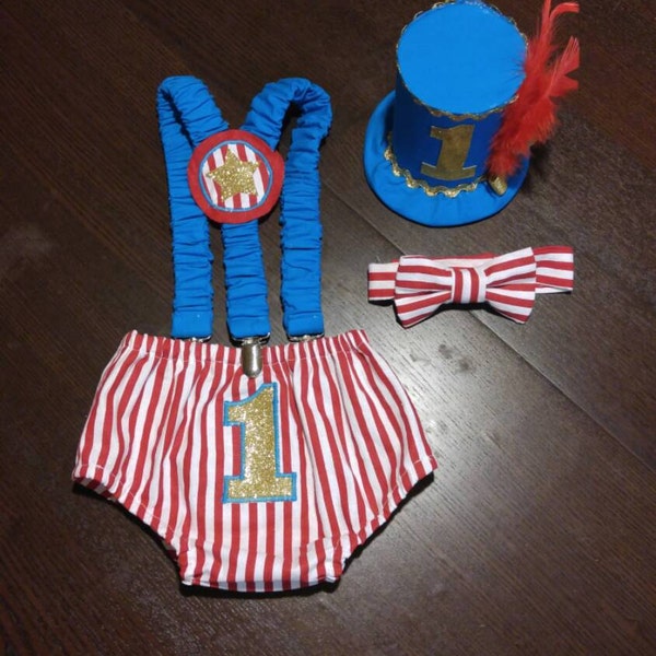 Circus First Birthday Cake Smash Outfit for Baby Boy