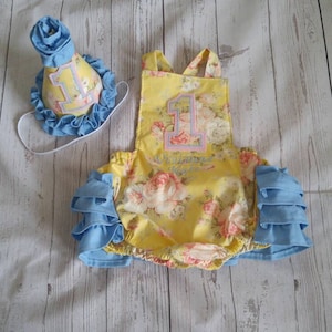 Garden Tea Party First Birthday Cake Smash Outfit for Baby Girl