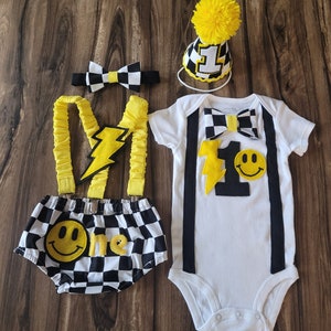 One Happy Dude One Cool Dude One Rocks l First Birthday Cake Smash Outfit for Baby Boy image 1