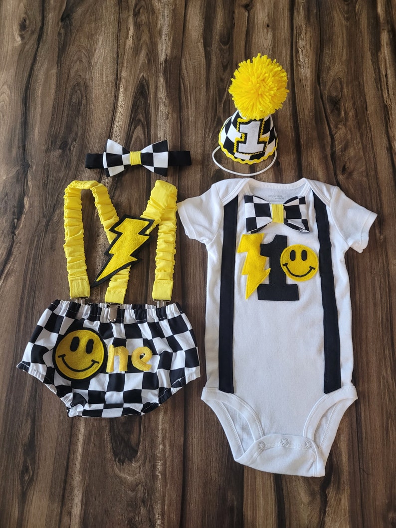 One Happy Dude One Cool Dude One Rocks l First Birthday Cake Smash Outfit for Baby Boy image 1