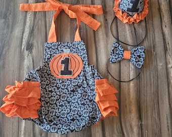 Sweet Little Pumpkin, The Spooky One, First Booday, Halloween First Birthday Cake Smash Outfit for Baby Girl