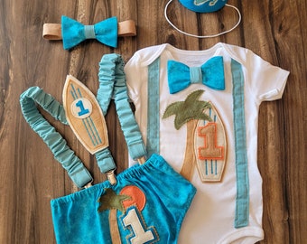 The Big One | Surf First Birthday | Ocean Beach Birthday l First Wave Birthday Cake Smash Outfit for Baby Boy