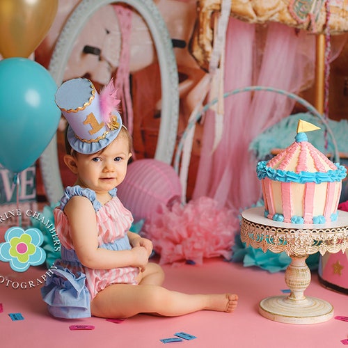 Pastel Circus First Birthday Cake Smash Outfit for Baby Girl Etsy
