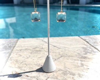 Beautiful Gold-Plated Faceted Glass Charms on Gold-Plated Stainless Steel Kidney Long Ear Wires/Faith/Graduation/Mother's Day/Birthday