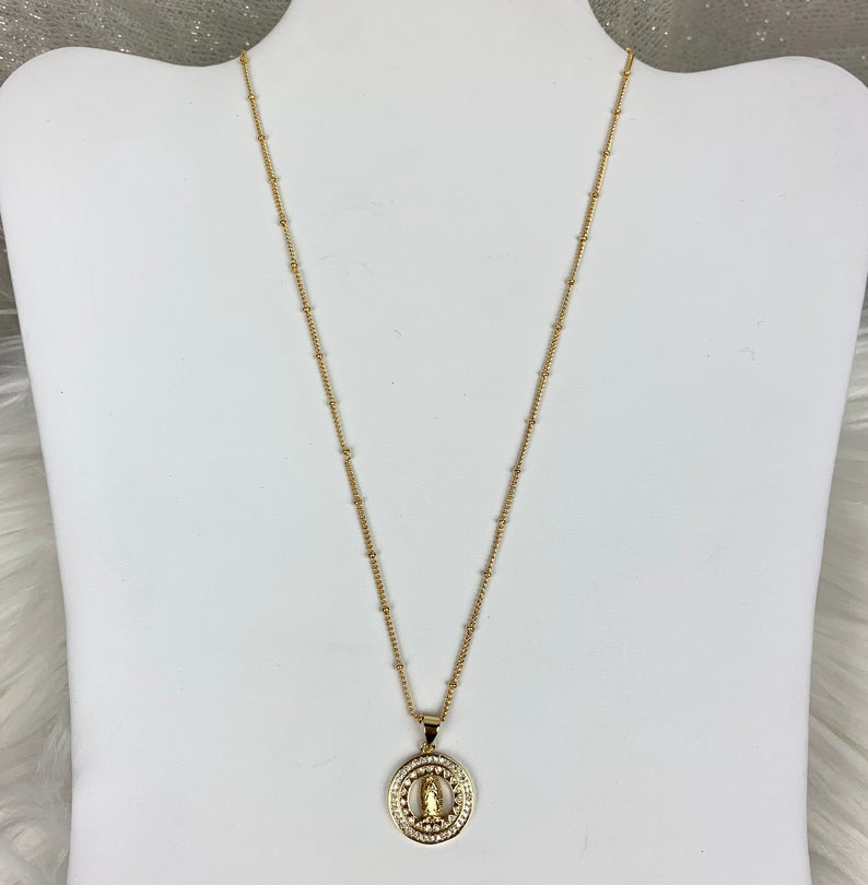 Dainty 18K Gold Plated Virgin Mary W/cz Micro Pave Religious Charm on ...