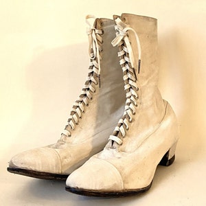 Antique White Canvas High Top Shoes