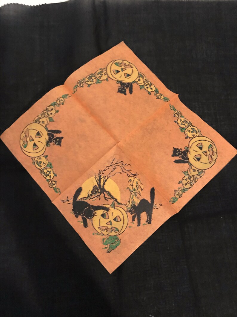 3 Vintage Halloween Papers 2 Napkins and 1 Doily Etsy