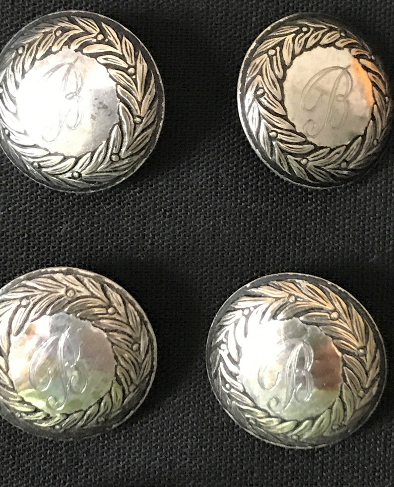 Inital B by V 7 Vintage Silver Buttons W Gesch