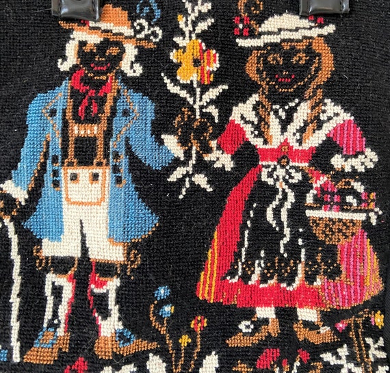 Vintage Needlepoint Purse/Bag: Bavarian Costumed … - image 4