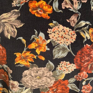 1 and 3/4 Yrd Fall Floral Corduroy Fabric: Vintage
