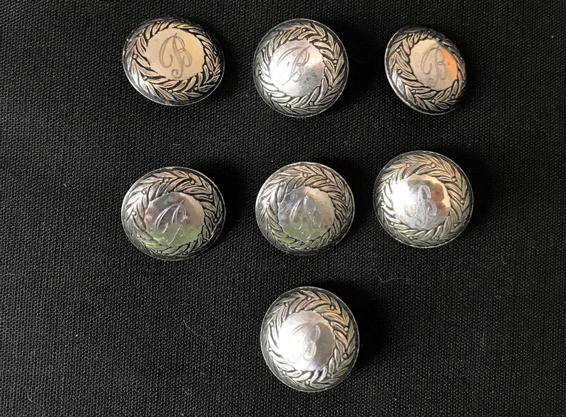 Inital B by V 7 Vintage Silver Buttons W Gesch