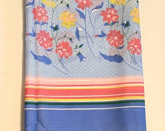 Vintage Double Border Floral Striped Fabric