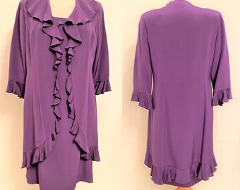 Robe et veste longue en soie violettes vintage de Yolanda