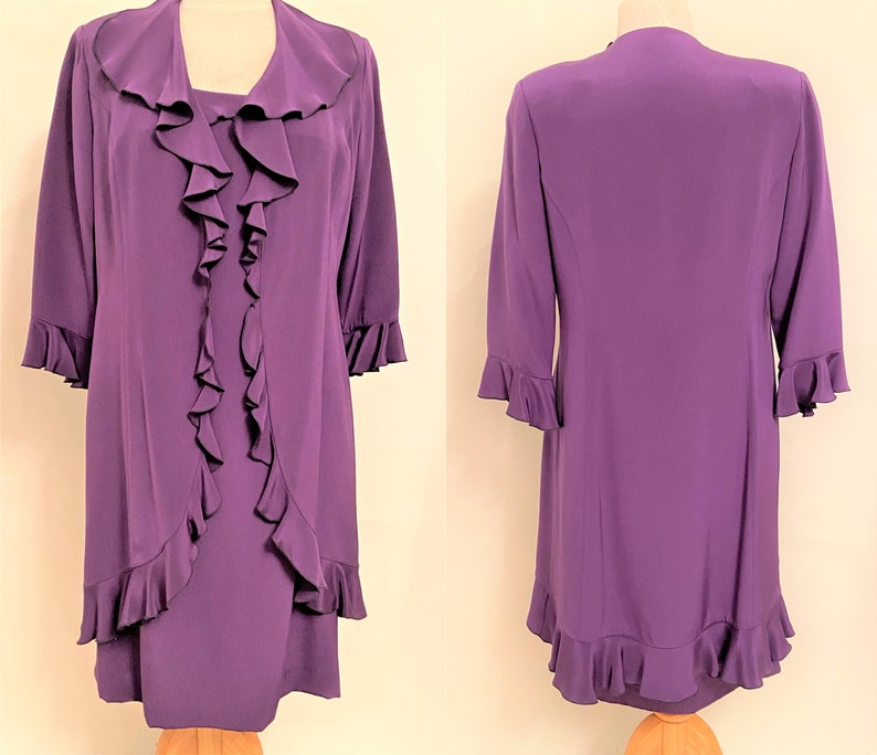 Robe et veste longue en soie violettes vintage de Yolanda image 1