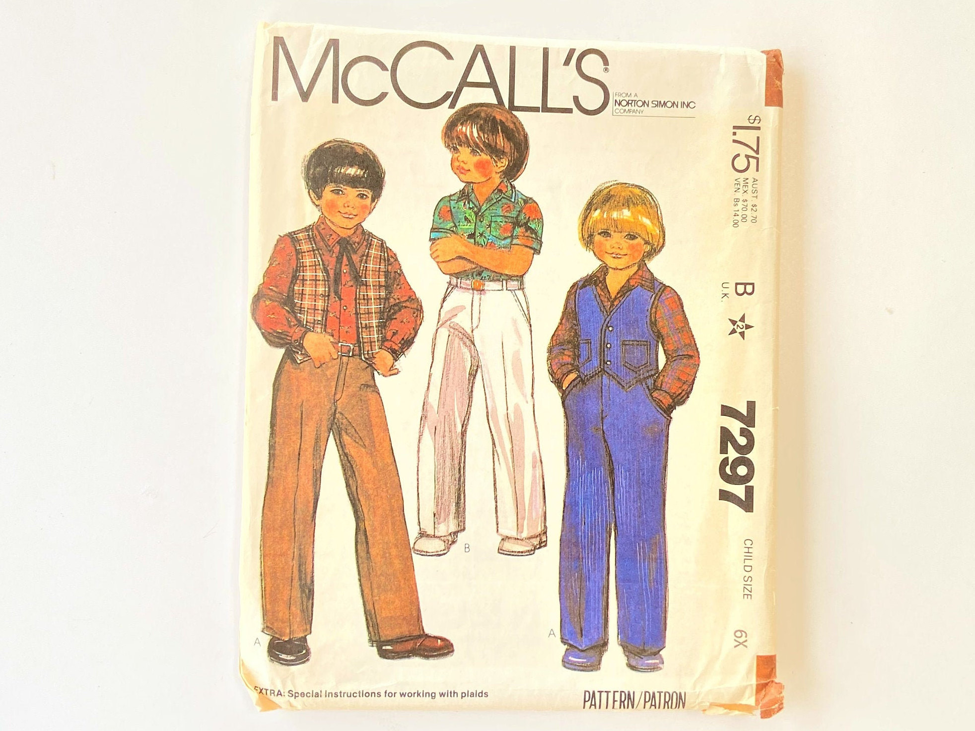 Boys Pattern McCall's #7297: Size 6X Uncut