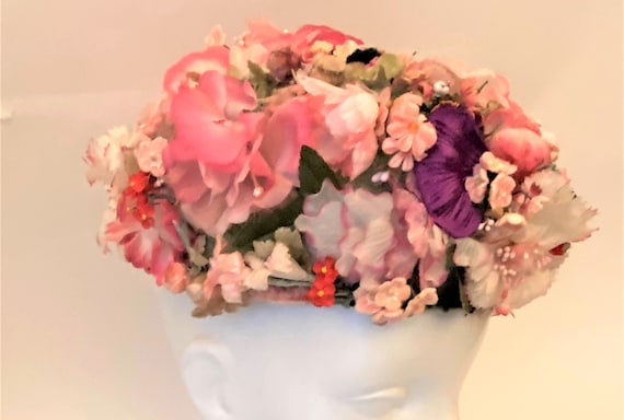 Vintage Floral Pillbox Hat