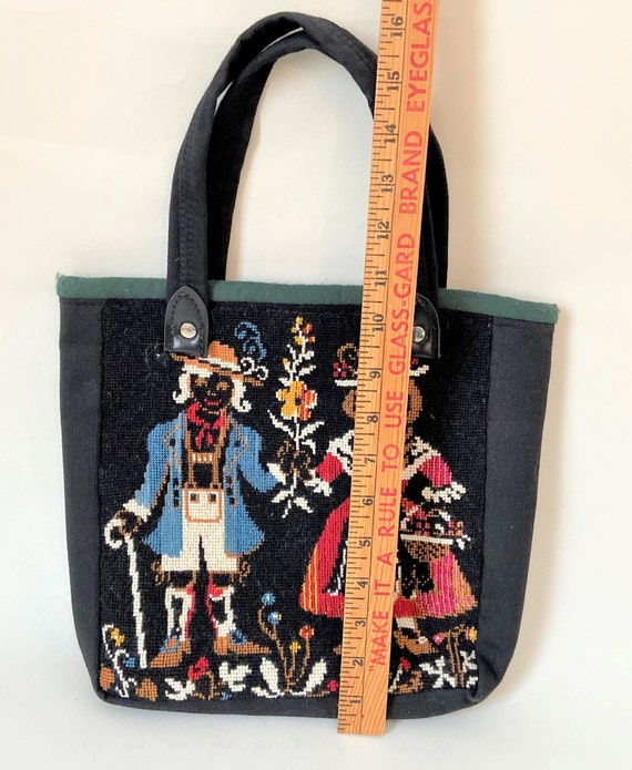 Vintage Needlepoint Purse/Bag: Bavarian Costumed … - image 6