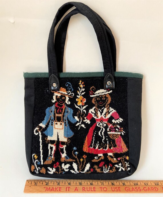 Vintage Needlepoint Purse/Bag: Bavarian Costumed … - image 9