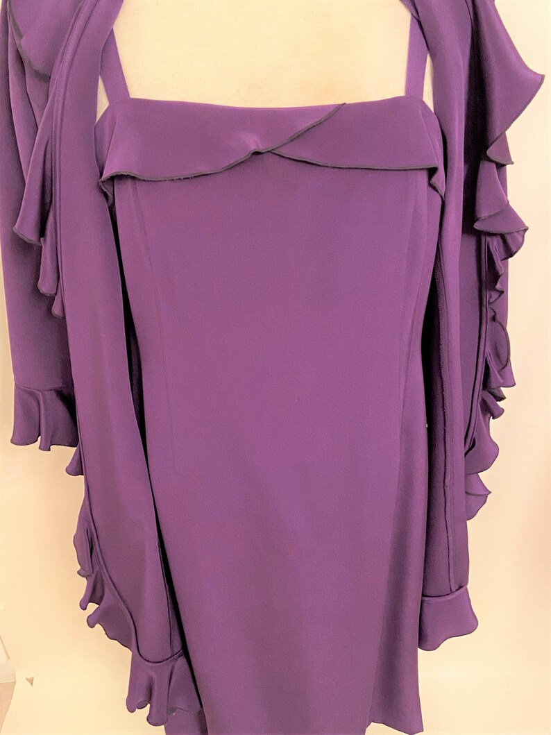 Robe et veste longue en soie violettes vintage de Yolanda image 5