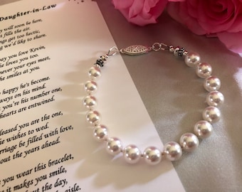 Wedding bracelet and personalized poem or note for your future daughter-in-law welcoming her into your family