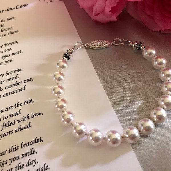Wedding bracelet and personalized poem or note for your future daughter-in-law welcoming her into your family
