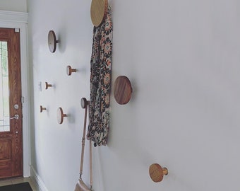 Geometric Shape Wall Hooks Made From Solid Wood White Oak Walnut