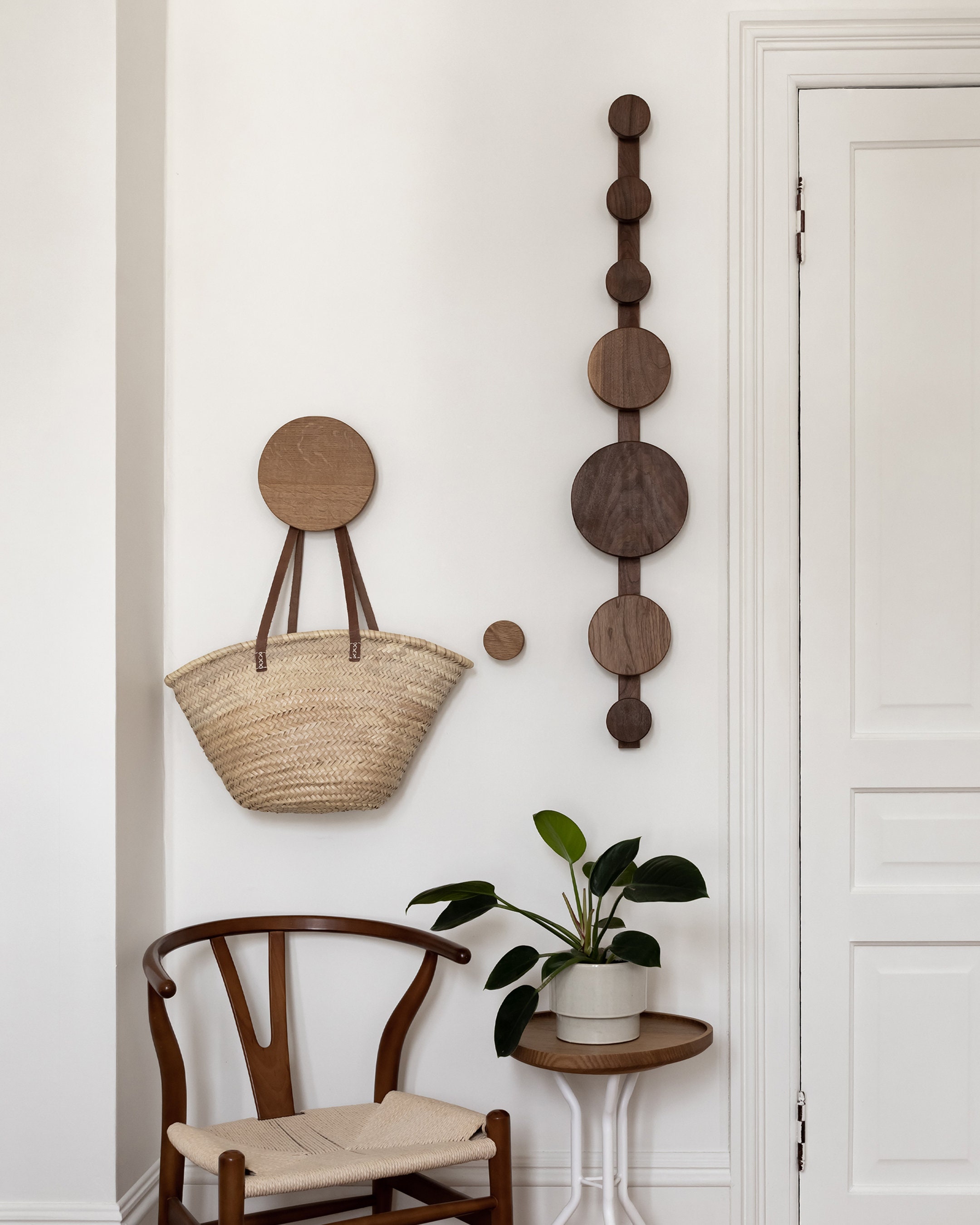 Crochet Mural Rond en Bois, Fabriqué Au Canada, Crochet Noyer, Chêne Blanc, Circulaire, Soucoupe