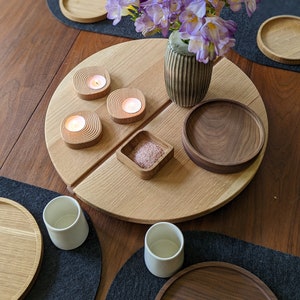 Lazy Susan Lady Suzanne Walnut Lazy Susan White Oak Lazy Susan Centerpiece Wood Lazy Susan image 1