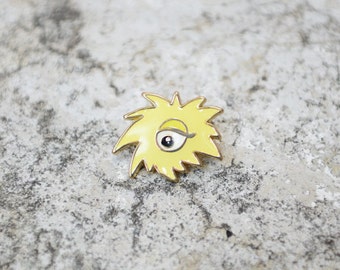 Yellow Fluffy Eyes Tribble Creature Lapel Pin- Bargin pin!