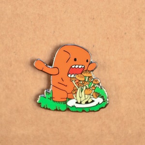 Monster eating Mushrooms HAT PIN