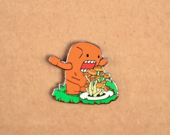 Monster eating Mushrooms HAT PIN