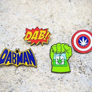 Comic Book Pins - Comic Book POW! - Dabman - Captain Amarijuanaca Sheild- The Incredible Smoke - HAT PIN