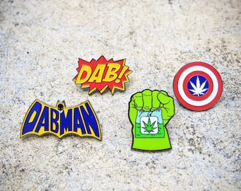 Comic Book Pins - Comic Book POW! - Dabman - Captain Amarijuanaca Sheild- The Incredible Smoke - HAT PIN