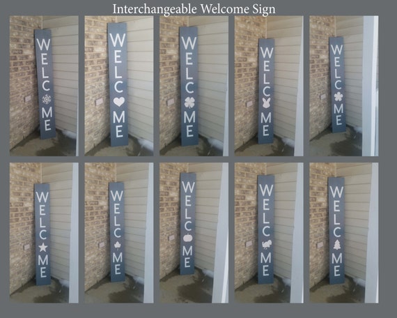 Welcome Sign Welcome Sign For Front Door Vertical Wood Etsy