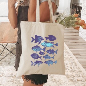 Fisherman Aesthetic Tote Bag, Vintage Fish Tattoo Style Bag, Retro Fisher Bag, Fisher Tote Bag, Fisher Gifts, Ocean Gift