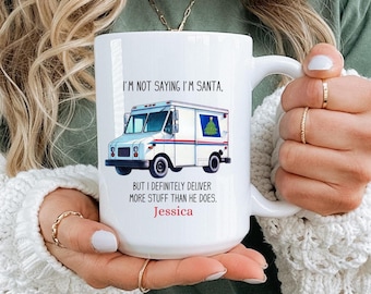 Personalized Mail Carrier Mug, Postal Worker Gift, Custom Mailman Mug, Cute Mailman Christmas Gift, Mailman Gift, Mail Lady