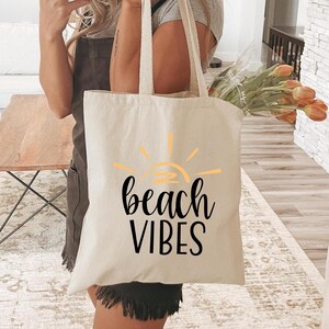 Beach Vibes Tote Bag, Summer Tote, Beach Bag, Gift for Beach Lovers, Beach Tote Bag, Summer Bag, Vacation Bag, Beach Tote Bag, Travel Tote