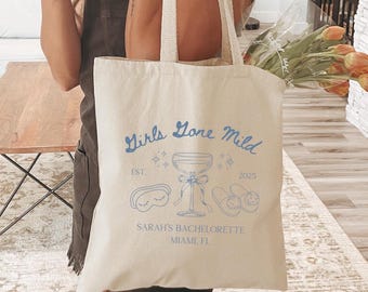 Girls Gone Mild Bachelorette Tote Bag, Spa Weekend Favor, Bridal Party Bag, Bridesmaid Trip Essentials, Spa Party, PJS Weekend, Girls Night