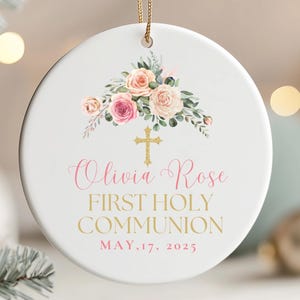 First Holy Communion Ornament, Personalized First Communion Gift for Girl, Holy Communion Gift, Spiritual Ceremony Gift, Religious Keepsake