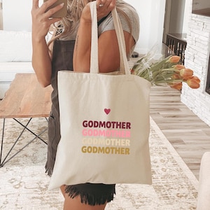 Godmother Tote Bag, Godmother Gift, Best Seller, New Auntie Gift, Sister Godmother Tote Bag, Godmother Proposal Gift, Mother&#39;s Day Gift