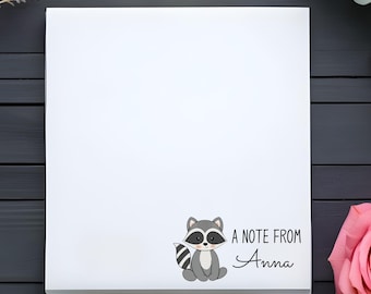 Personalized Raccoon Note Pad, Cute Stationery, Custom Memo Pads, Office Supplies, Gift for Teacher, Raccoon Lover