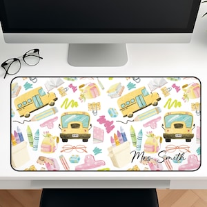 Personalized Teacher Desk Mat, Classroom Decor Desk Mat, Teacher Appreciation Gift, Back to School, Large Desk Pad for Office