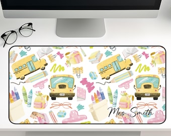 Personalized Teacher Desk Mat, Classroom Decor Desk Mat, Teacher Appreciation Gift, Back to School, Large Desk Pad for Office