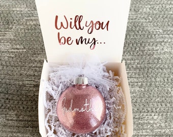 Godmother Ornament, Godmother Gift, Godmother Christmas Ornament, Godmother Proposal Gift, Will you be my Godmother, Godmother Gift Box