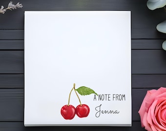 Personalized Cherry Notepad, Notepad for Ladies, Gift for Mom, Gift for Teacher, Gift for Girls, Custom Cherry Notepad, Trendy Post-it® Note