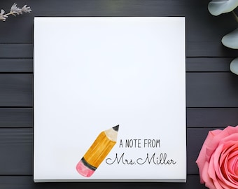 Personalized Post-it® Note Pads For Teacher, Custom Notepad, To Do List for School, Teacher Appreciation, Teacher Pencil Notepad