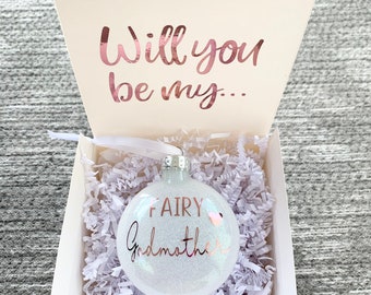 Fairy Godmother Ornament, Godmother Gift, Godmother Christmas Ornament, Godmother Proposal Gift, Will you be my Godmother,Godmother Gift Box